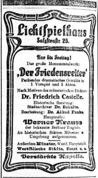 Werbeanzeige im Westfälischen Merkur vom 29.5.1919