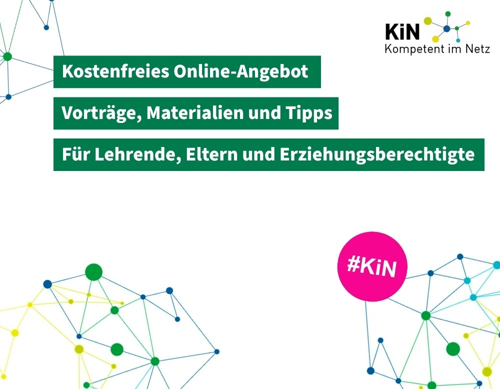 Text im Bild: Kostenfreies Online-Angebot, Vorträge, Materialien und Tipps für Lehrende, Eltern und Erziehungsberechtigte