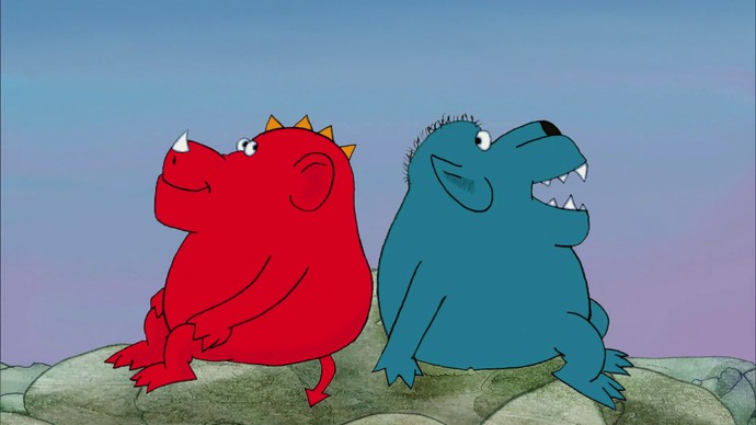 Der blaue Kerl und der rote Kerl schließen Frieden („Du hast angefangen! Nein, Du!“, Bild: FriJus).