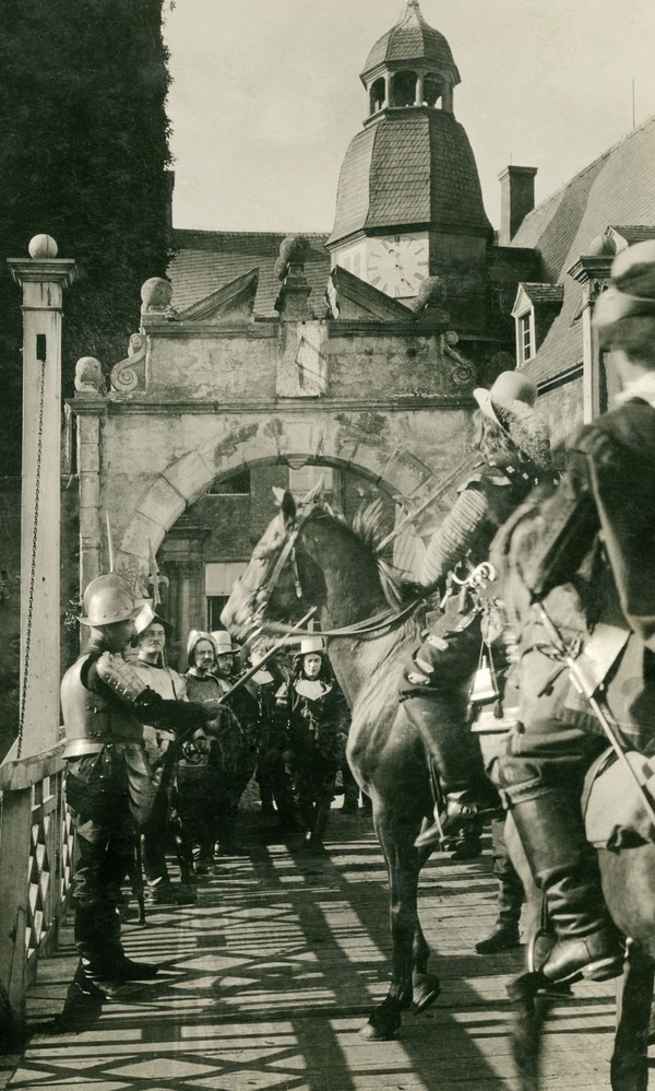 Foto von den Dreharbeiten auf Burg Gemen